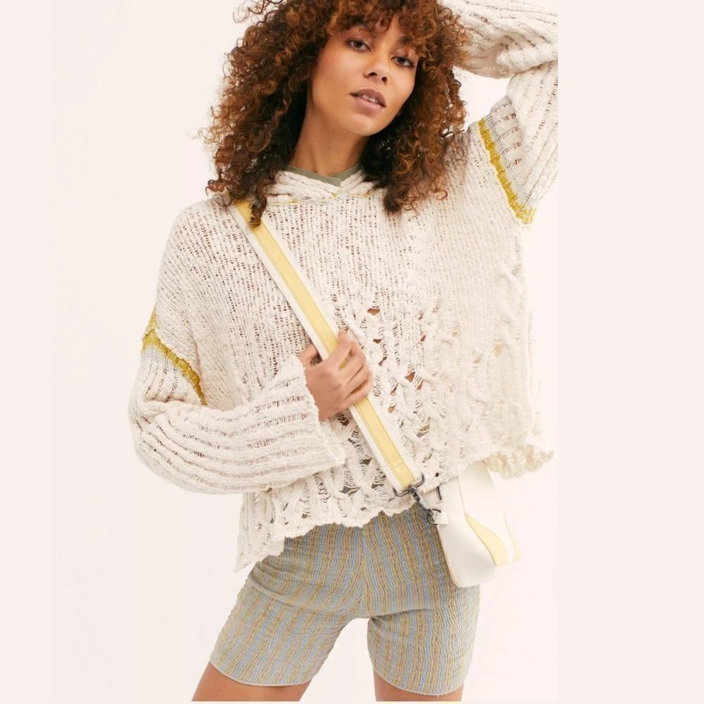 NEW FREE PEOPLE CRUSHING ON CABLES SWEATER IVORY